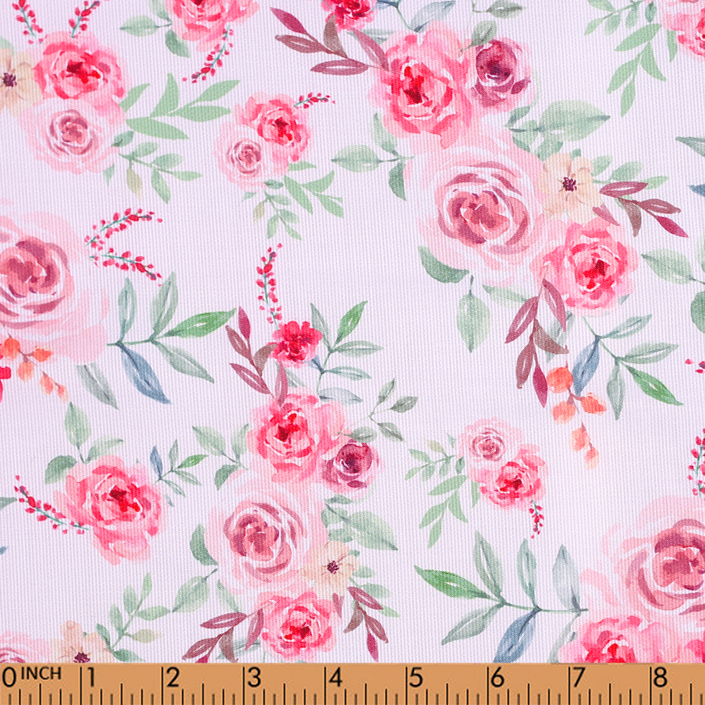 F49- Pink floral  printed in pique 4.0 fabric